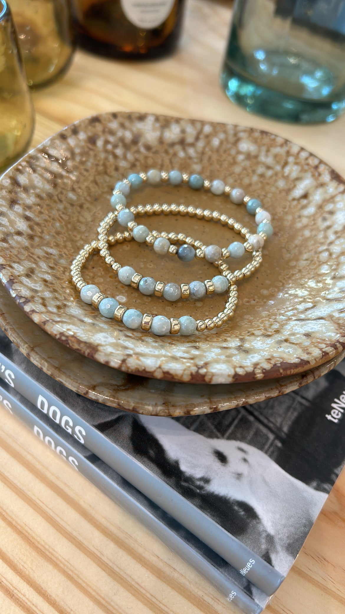 Amazonite with Gold Beads