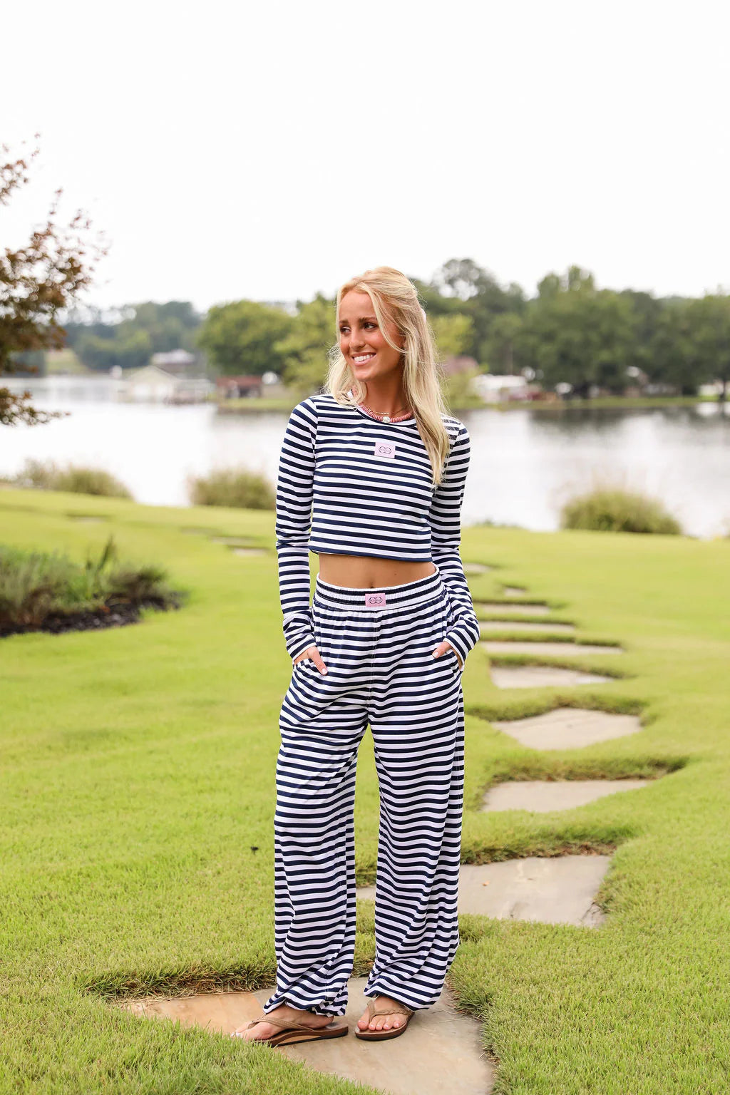 Stripe Jogger Pant - Navy