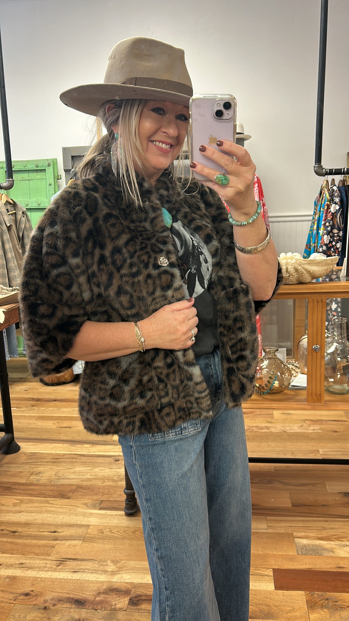 Faux Fur Leopard Caplet