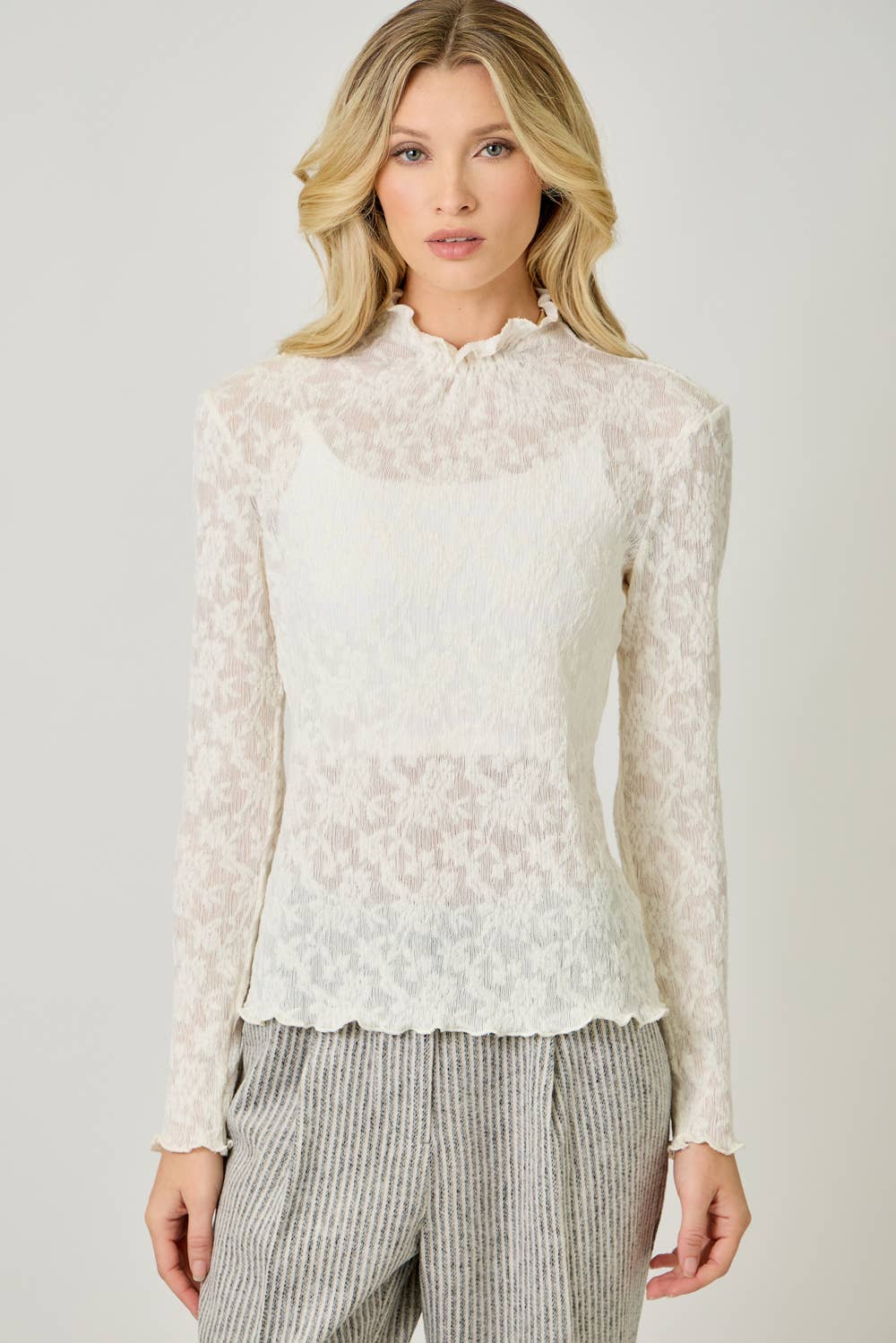 Lettuce Edge Textured Knit Top