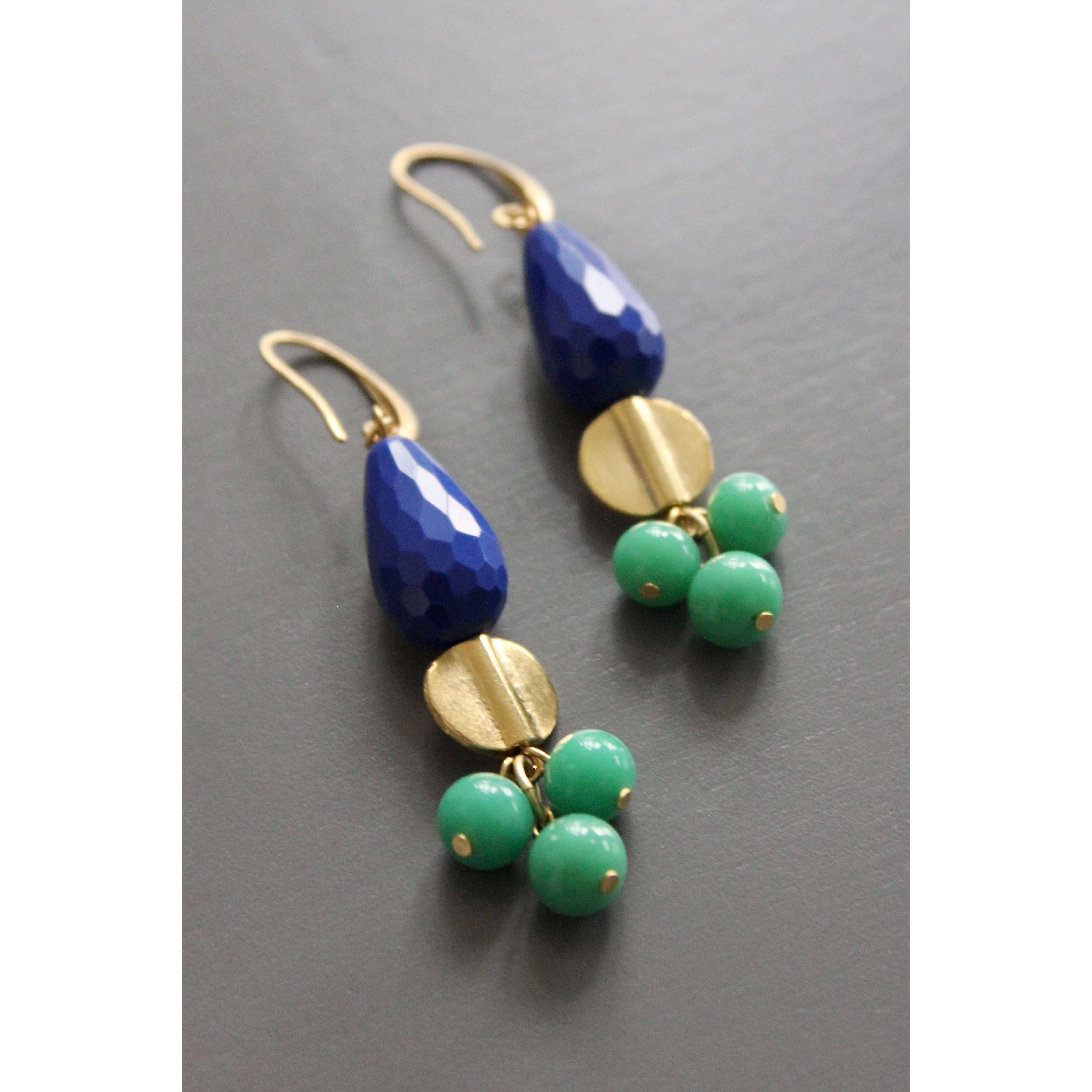 Blue and green cluster earrings 53