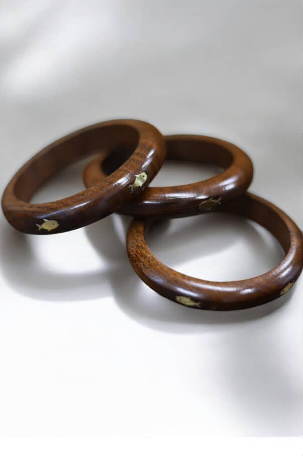 Resin Layering Bangle with Brass Fish