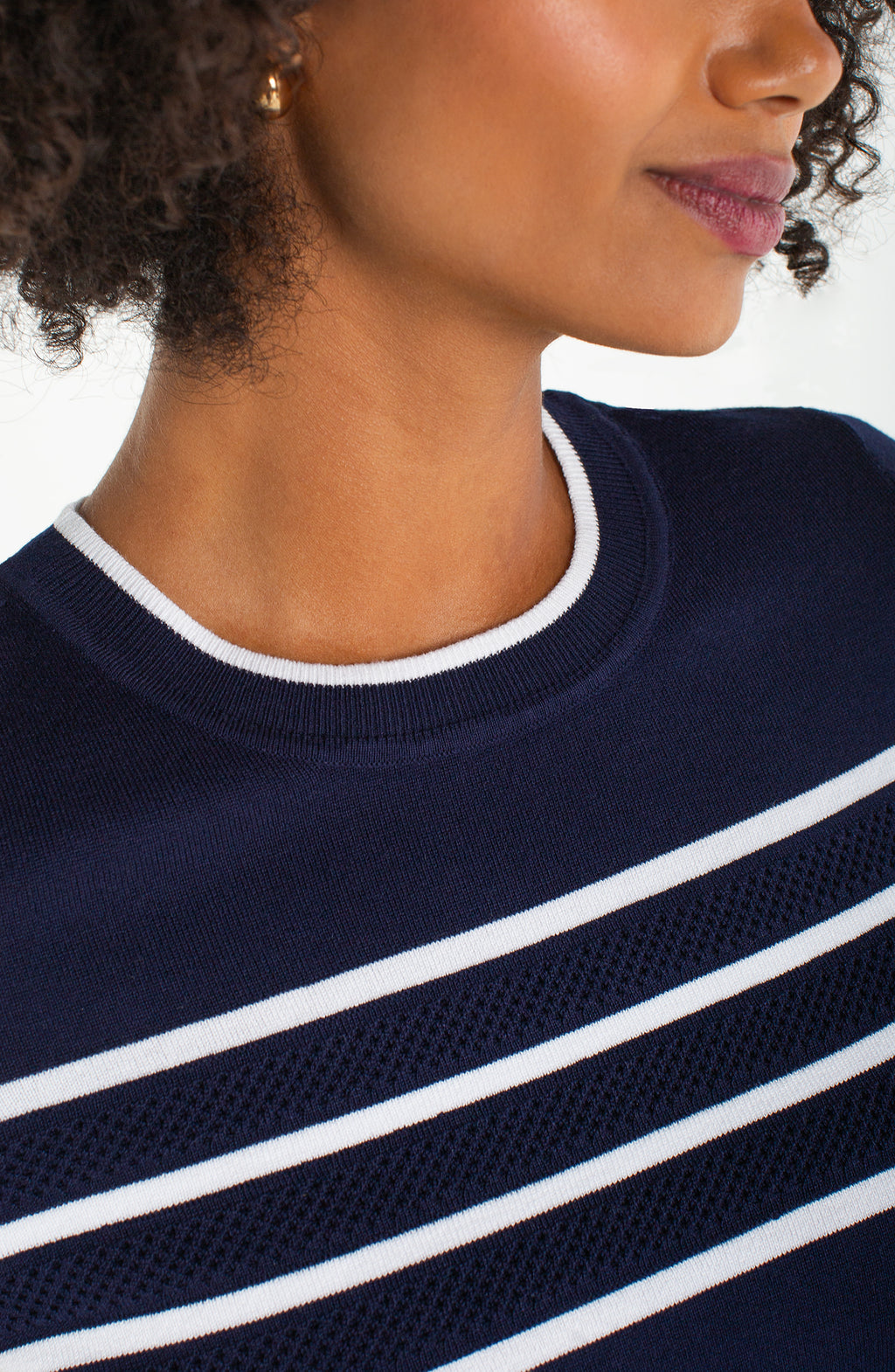 Stripe Short Sleeve Sweater