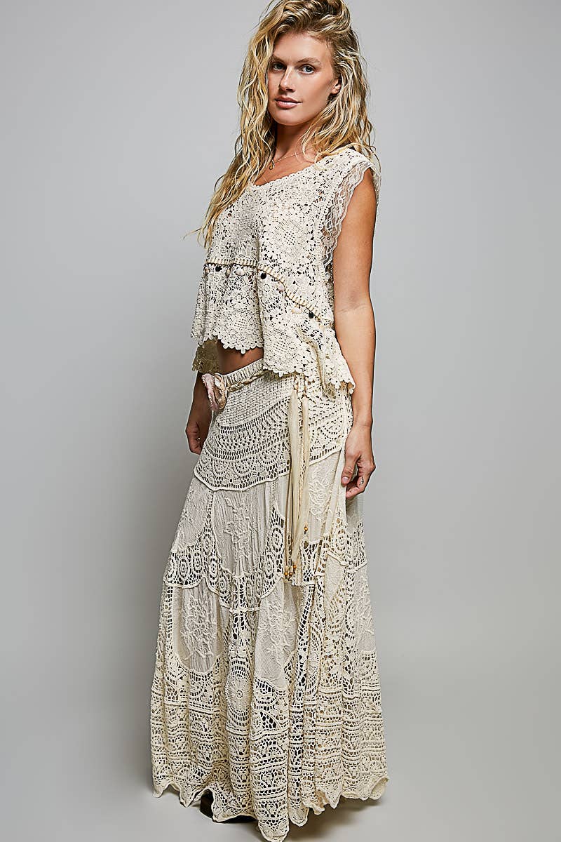 Crochet Pattern Embroidered Maxi Skirt