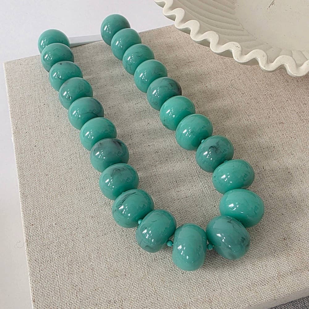 Bella Beaded Necklace - WATERPROOF: Teal