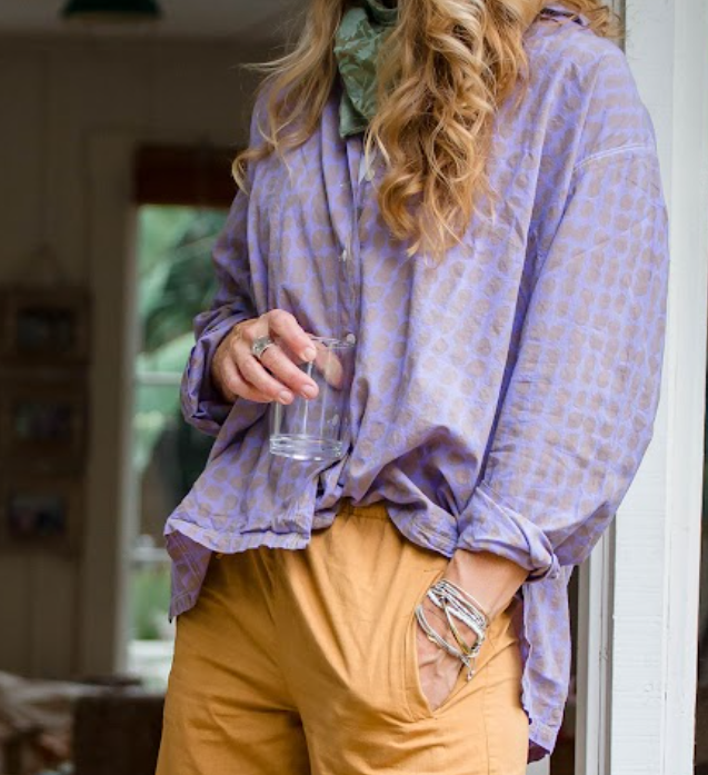 Relaxed Boyfriend Shirt Messy Dot - Lavender
