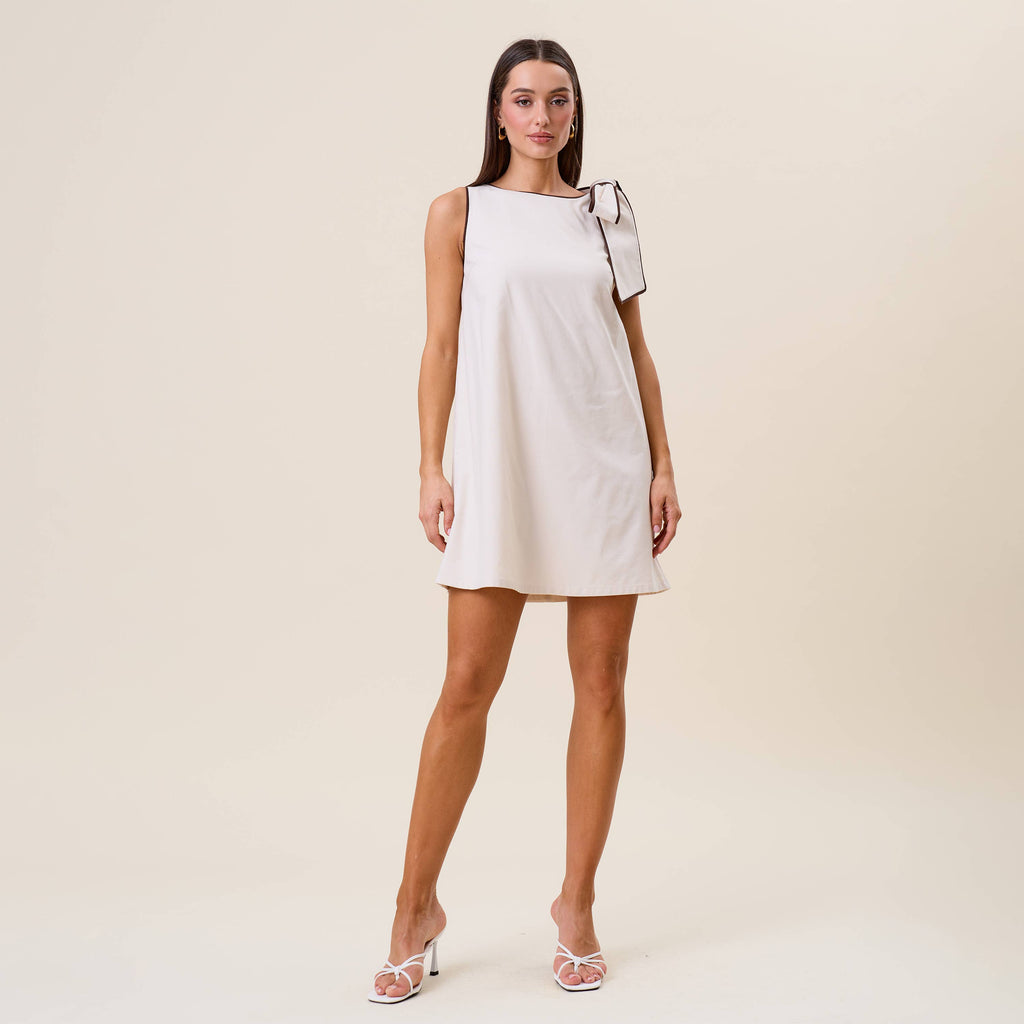 Tie Shoulder Sleeveless Mini Shift Dress