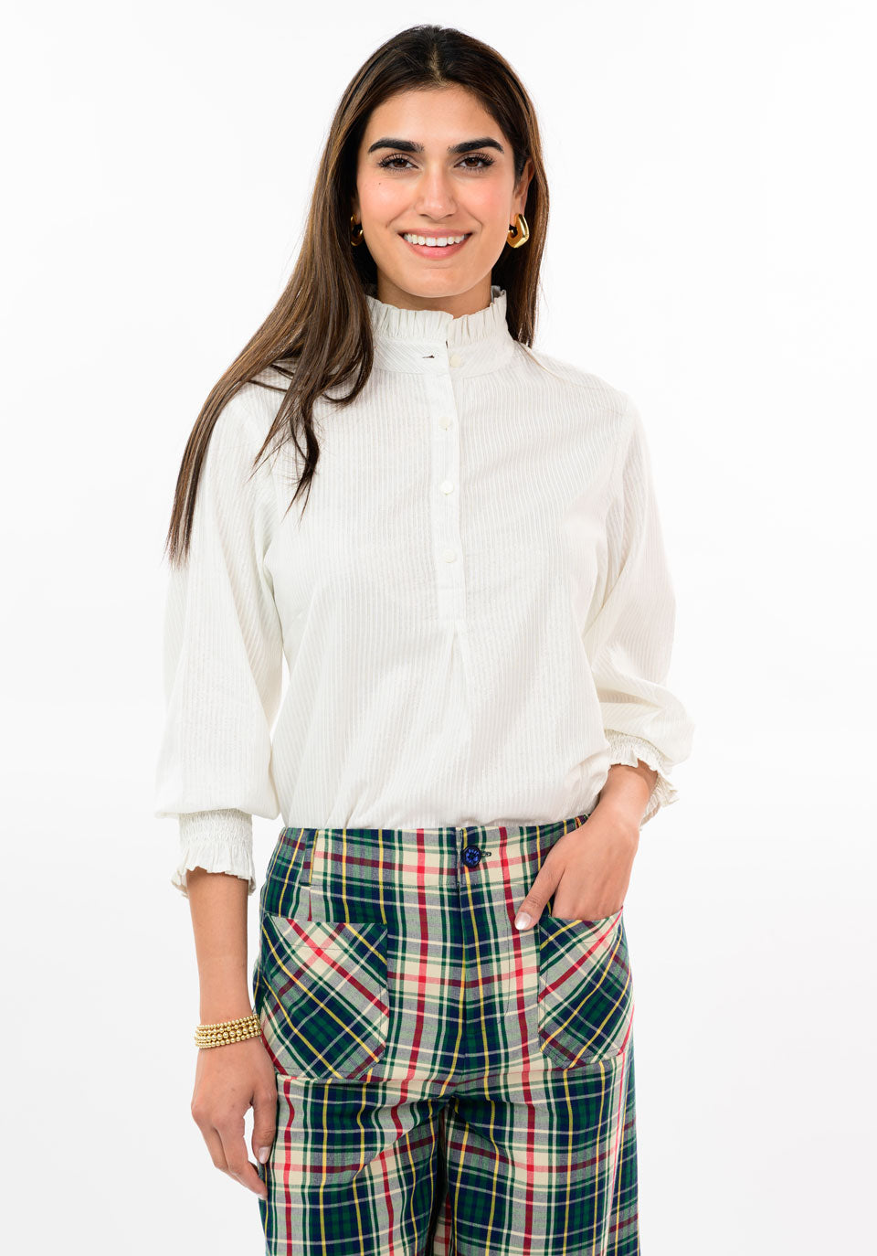 Metallic Stripe Long Sleeve Top