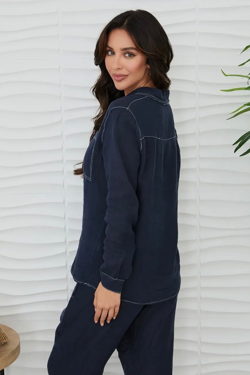 Linen Long Sleeve Button Down