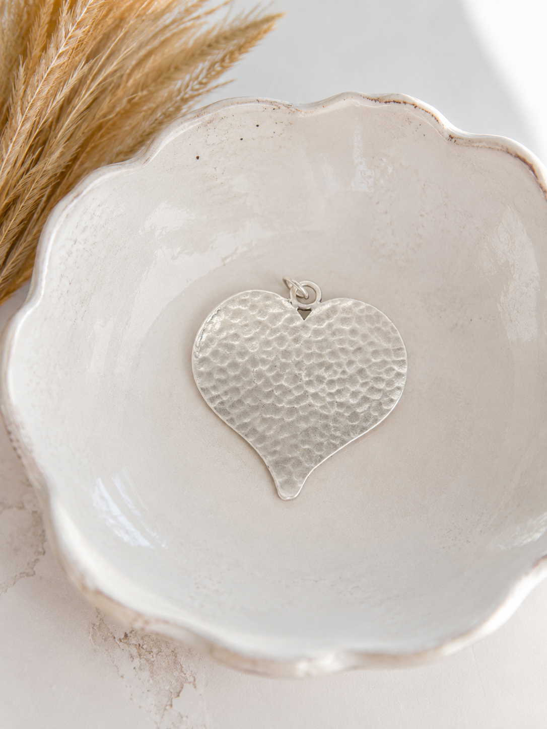 Hammered Silver Heart Pendant T2
