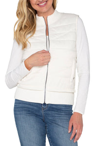 Sleeveless Quilted Full Zip Sweater Vest