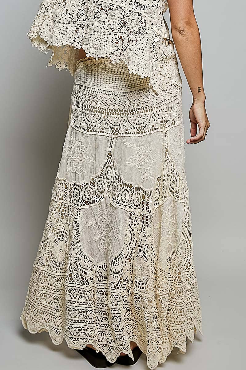 Crochet Pattern Embroidered Maxi Skirt