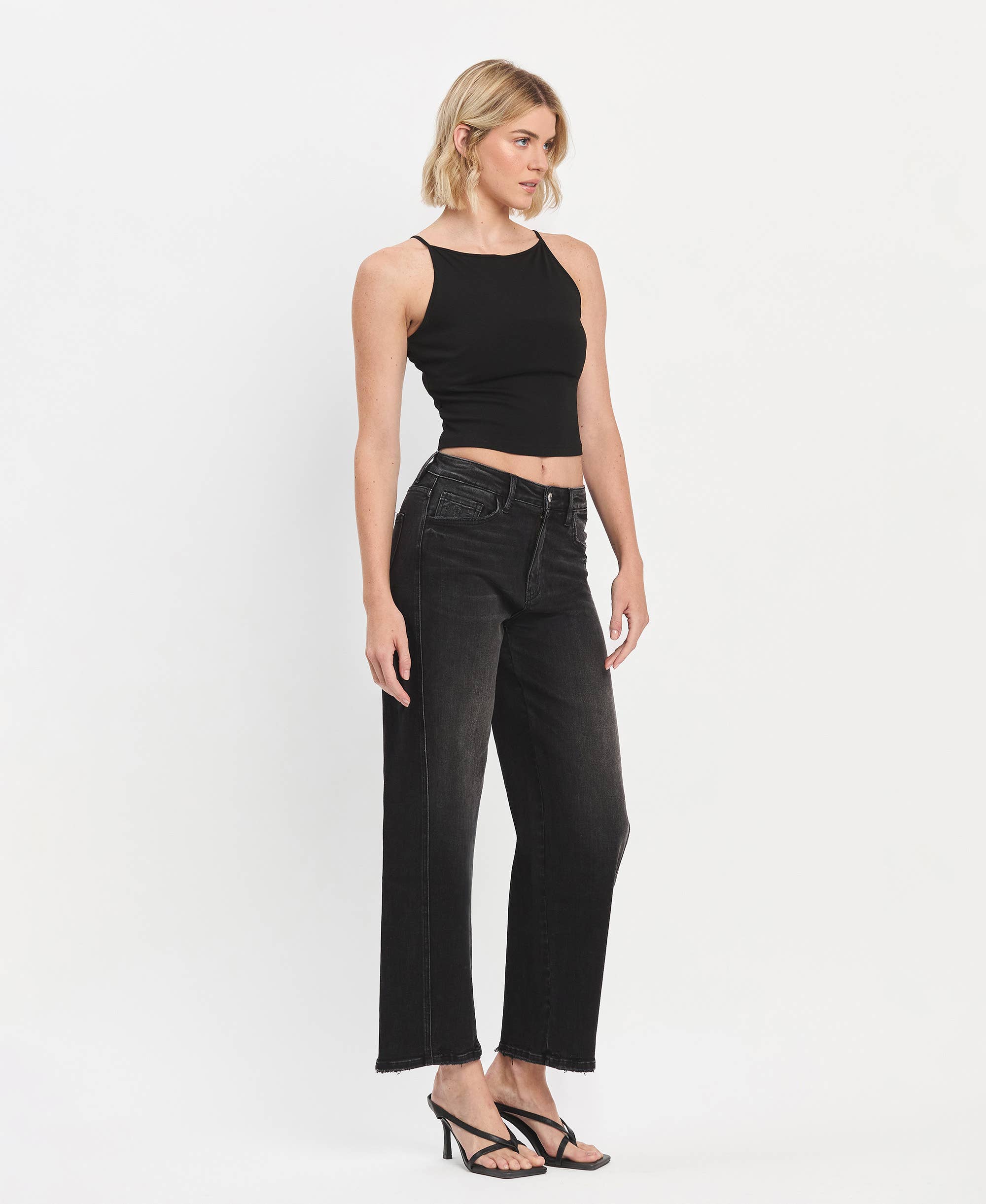 SUPER HIGH RISE PANEL BARREL JEANS INSTANT