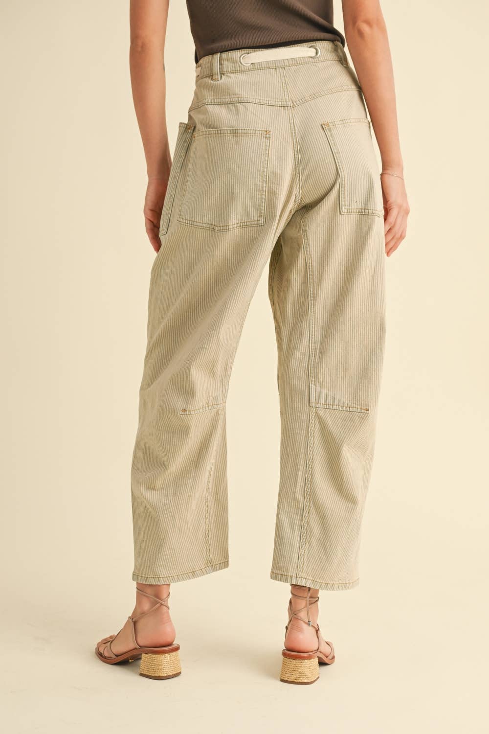 Two Tone  Cotton Pants With Cotton Belt