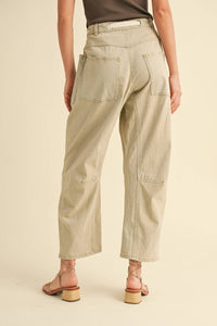 Two Tone  Cotton Pants With Cotton Belt