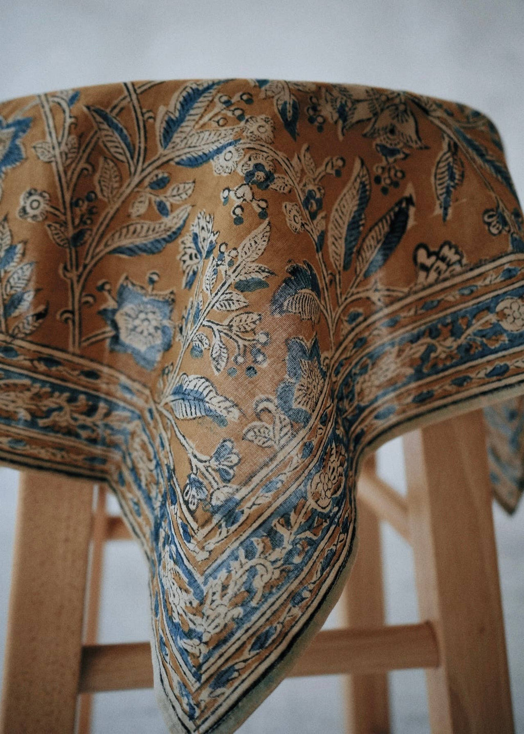 Sapphire Bloom - Kalamkari Cotton Bandana