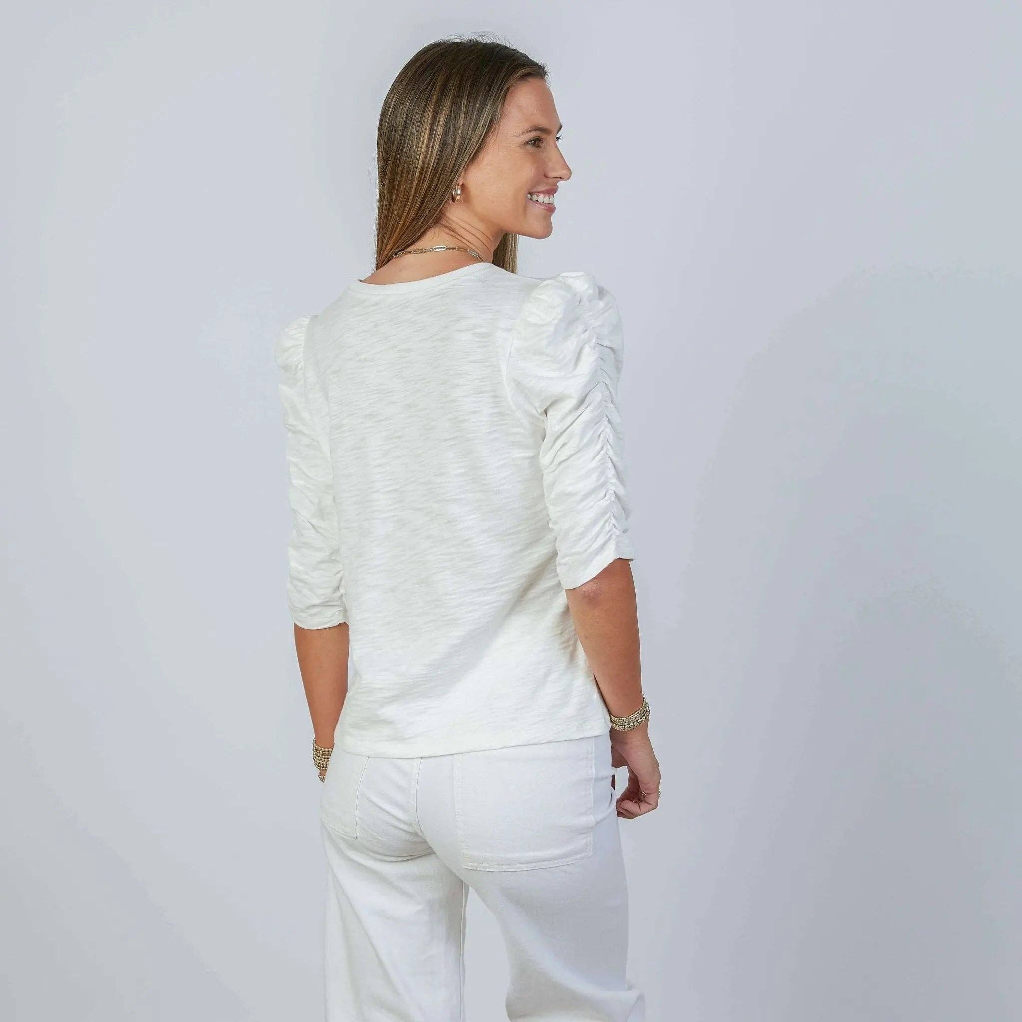 Sophie Ruched Elbow-length Tee