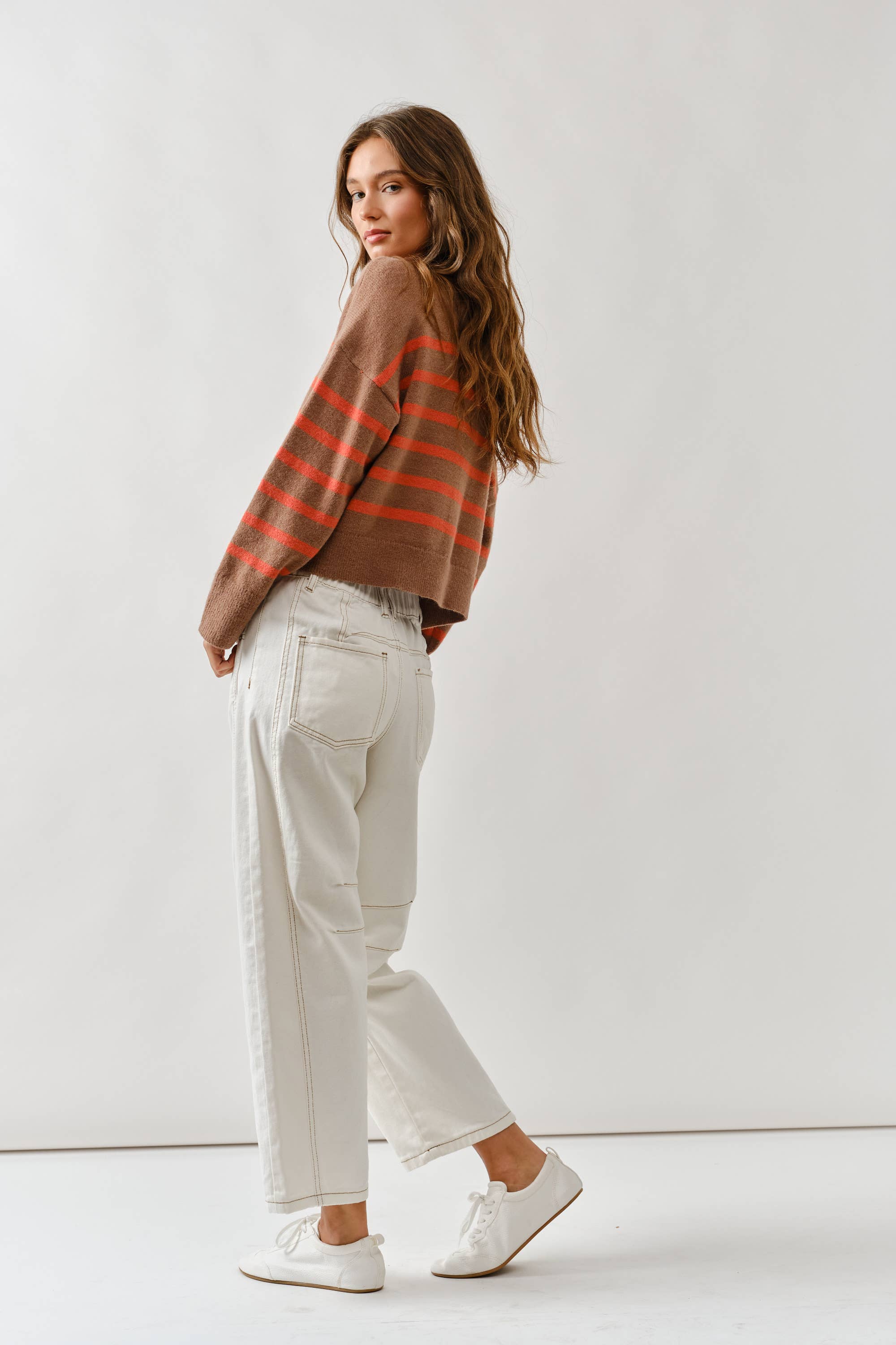 Striped Crew Neck Cardigan