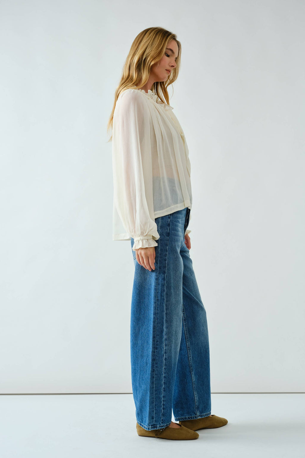 LOVELY SEMI SHEER RIBBON BLOUSE