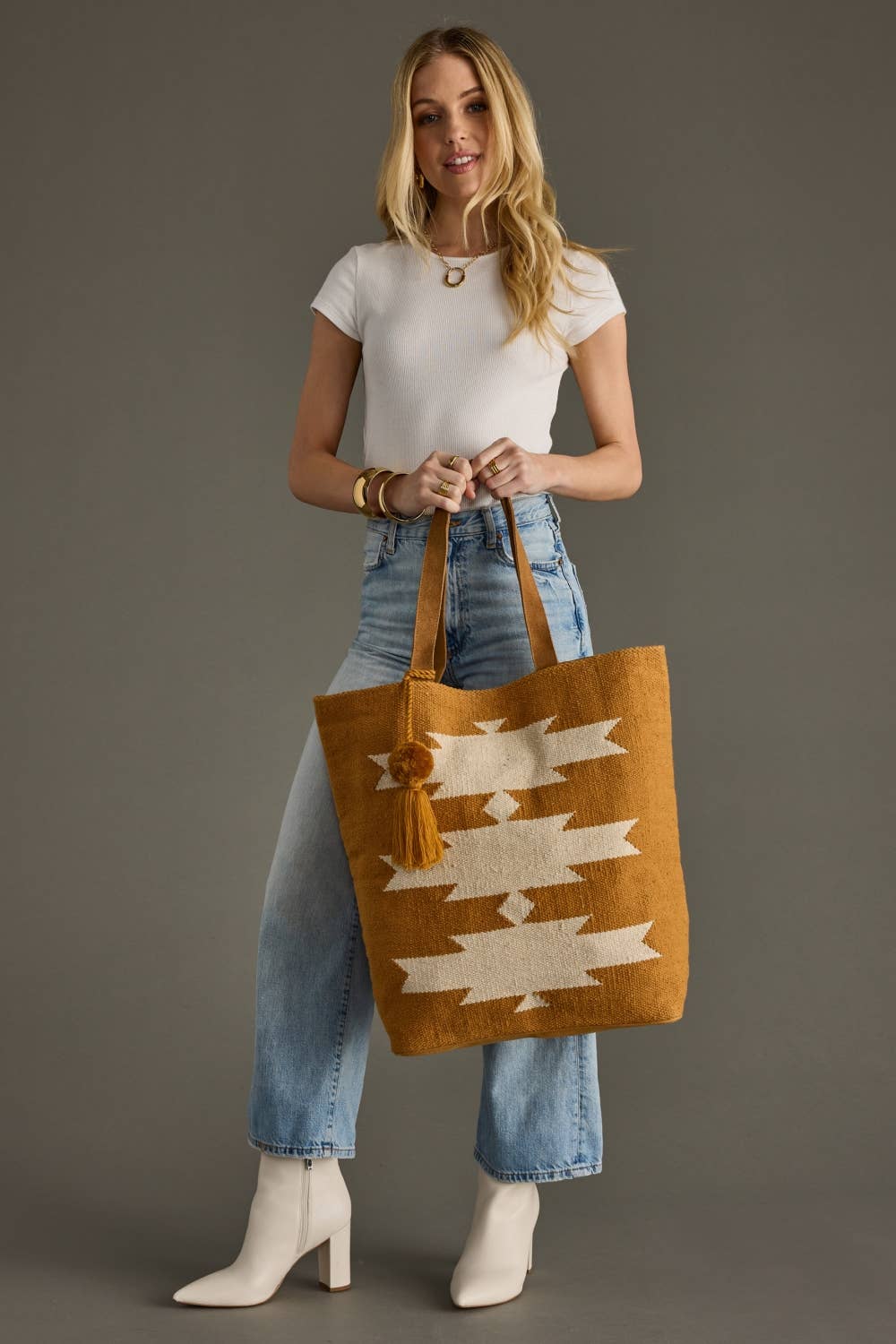 Camel & Cream Aztec Tote