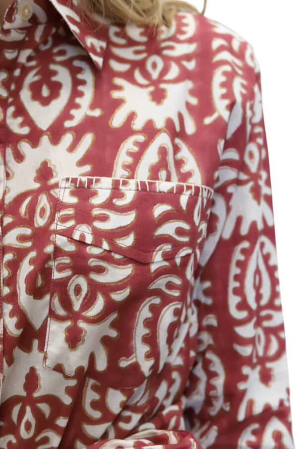 Beach Button Shirt- Terracotta Drift