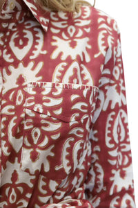 Beach Button Shirt- Terracotta Drift