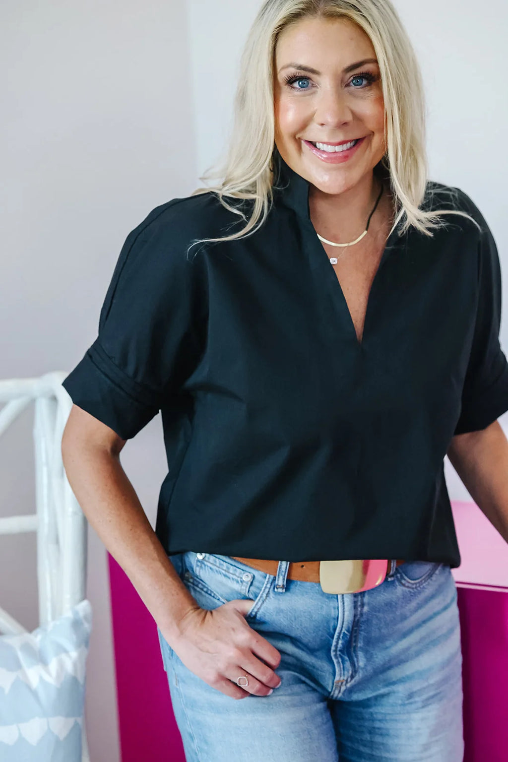 Black Pullover Cotton Shirt - The Charlie
