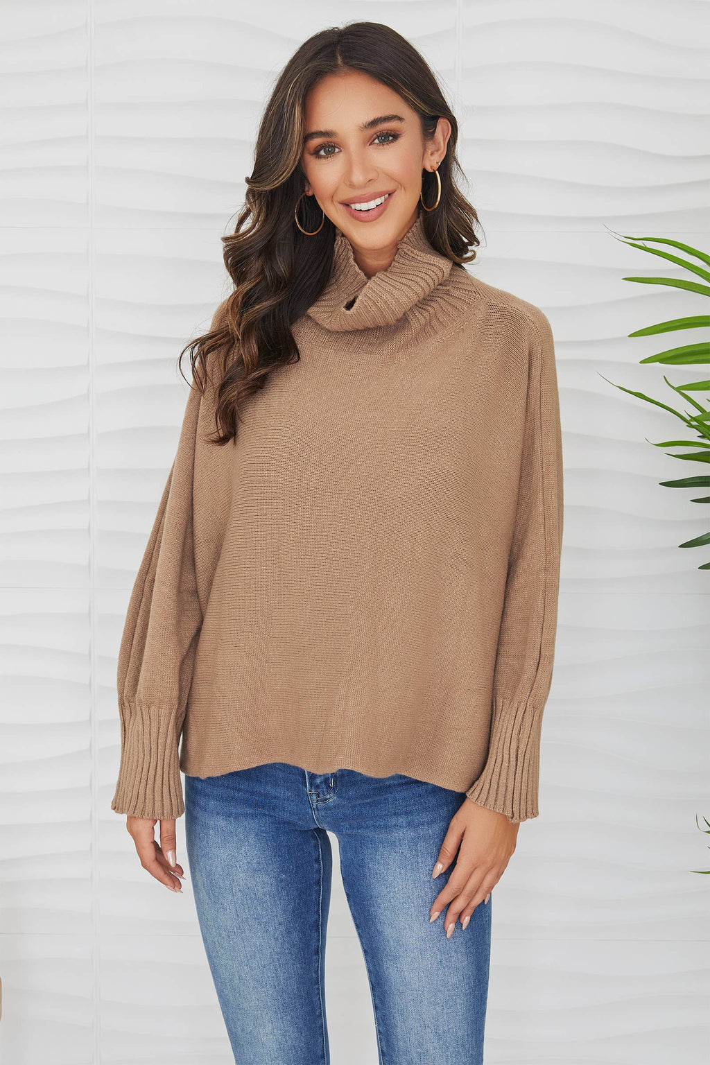 DRAPEY TURTLENECK KNIT SWEATER