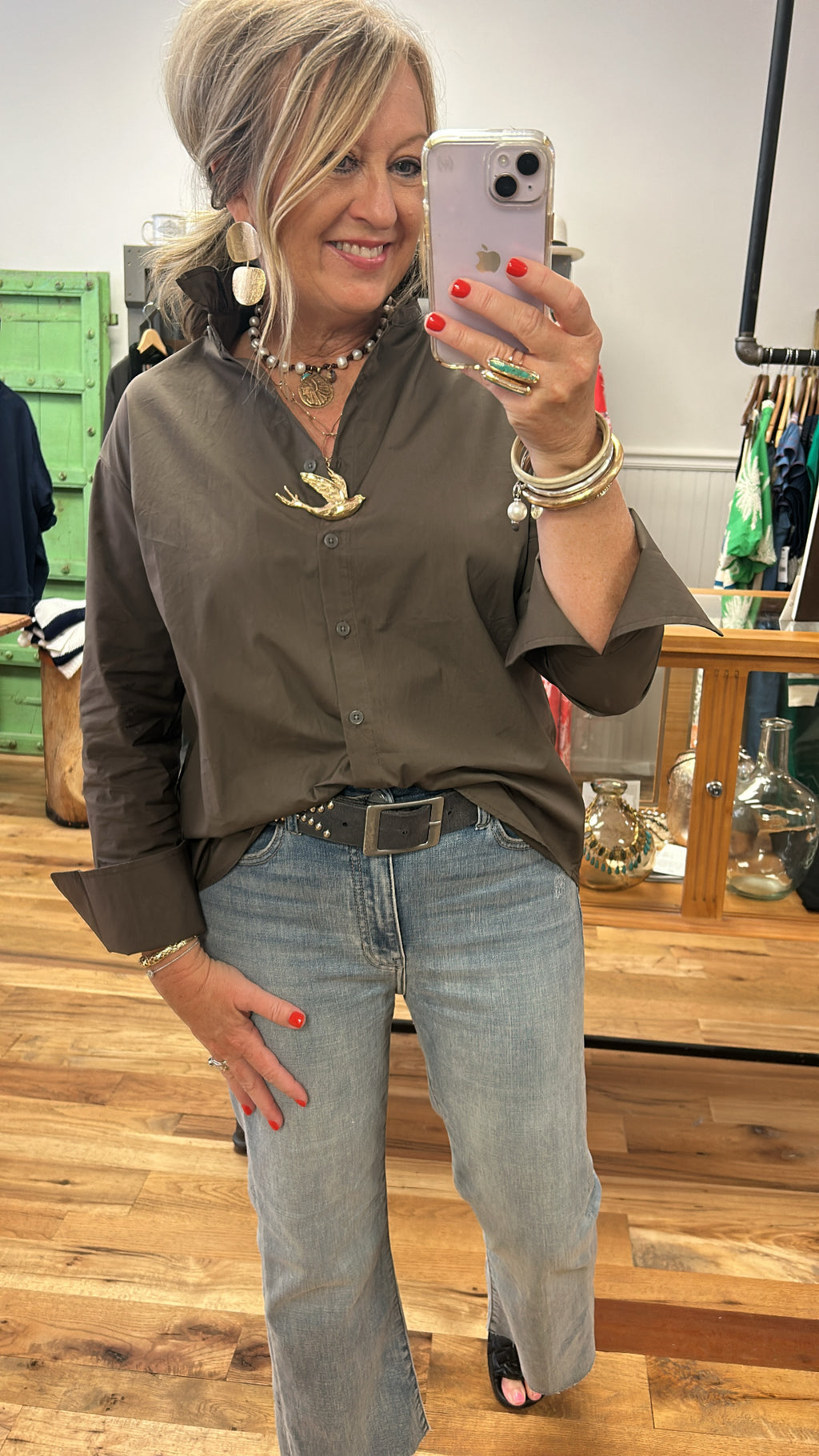 Ruffle Shirt Mocha