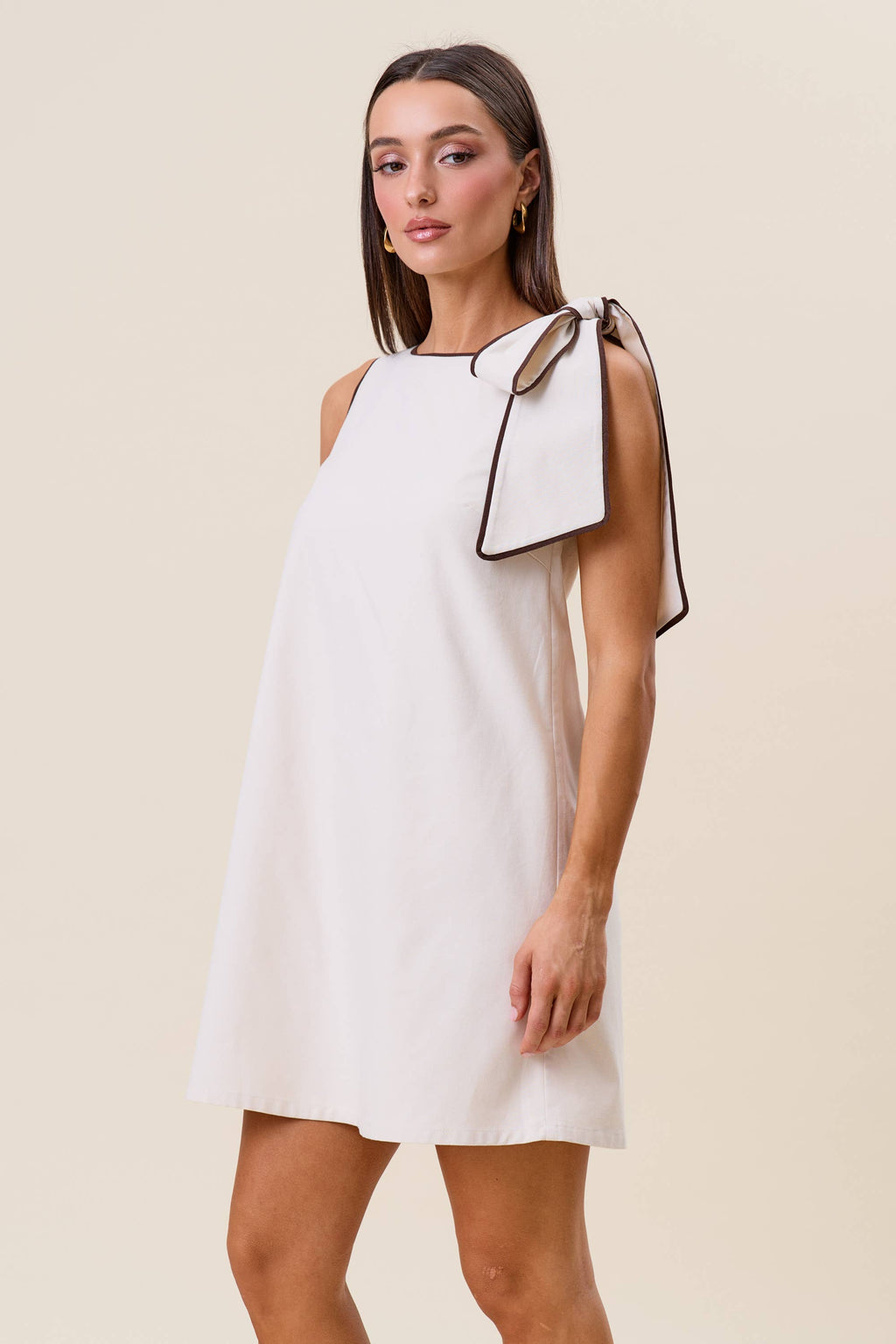 Tie Shoulder Sleeveless Mini Shift Dress