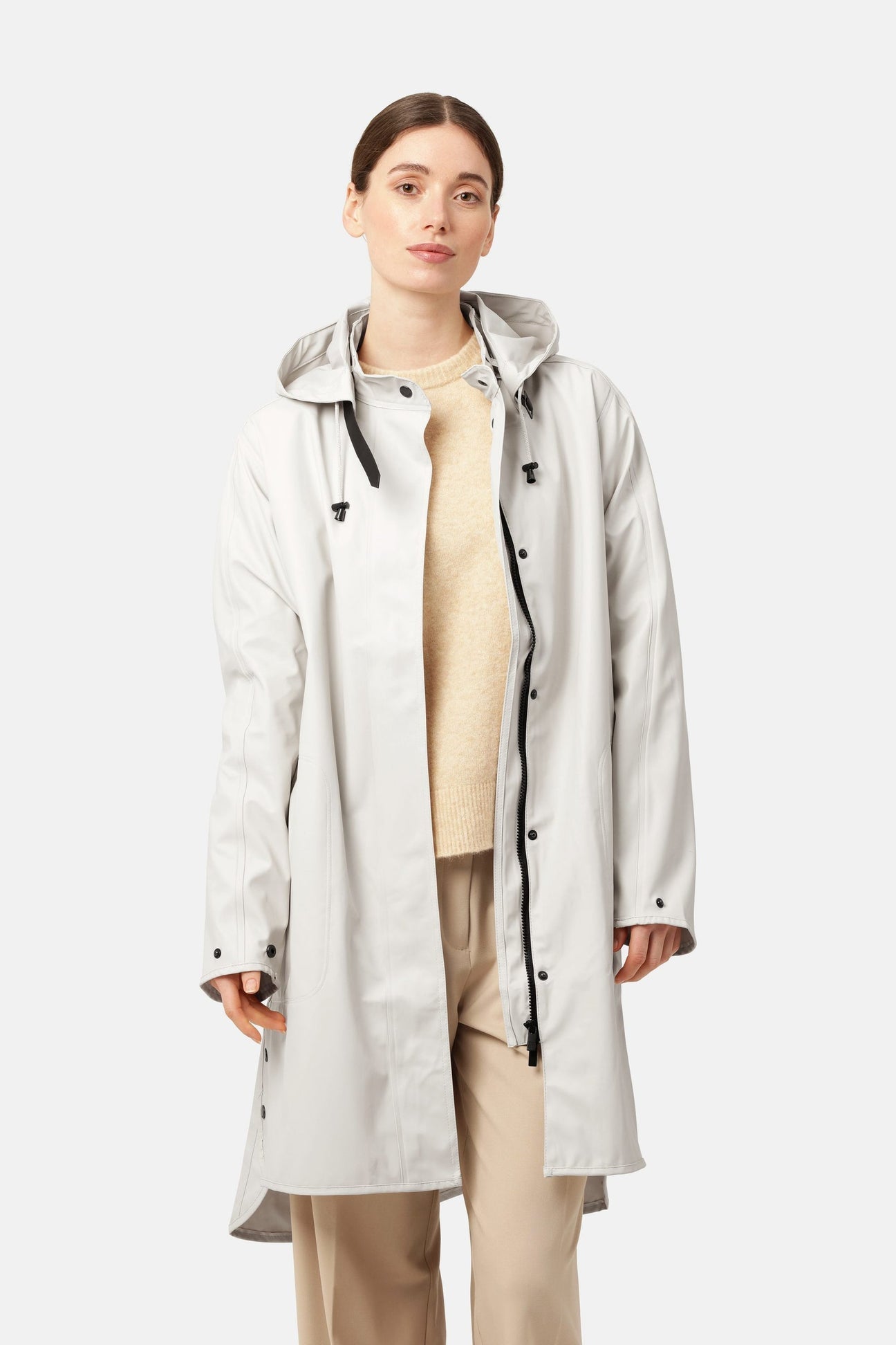 ILSE JACOBSEN HORNBÆK RAIN 71 HOODED RUBBERIZED COAT | MILK CREME 121