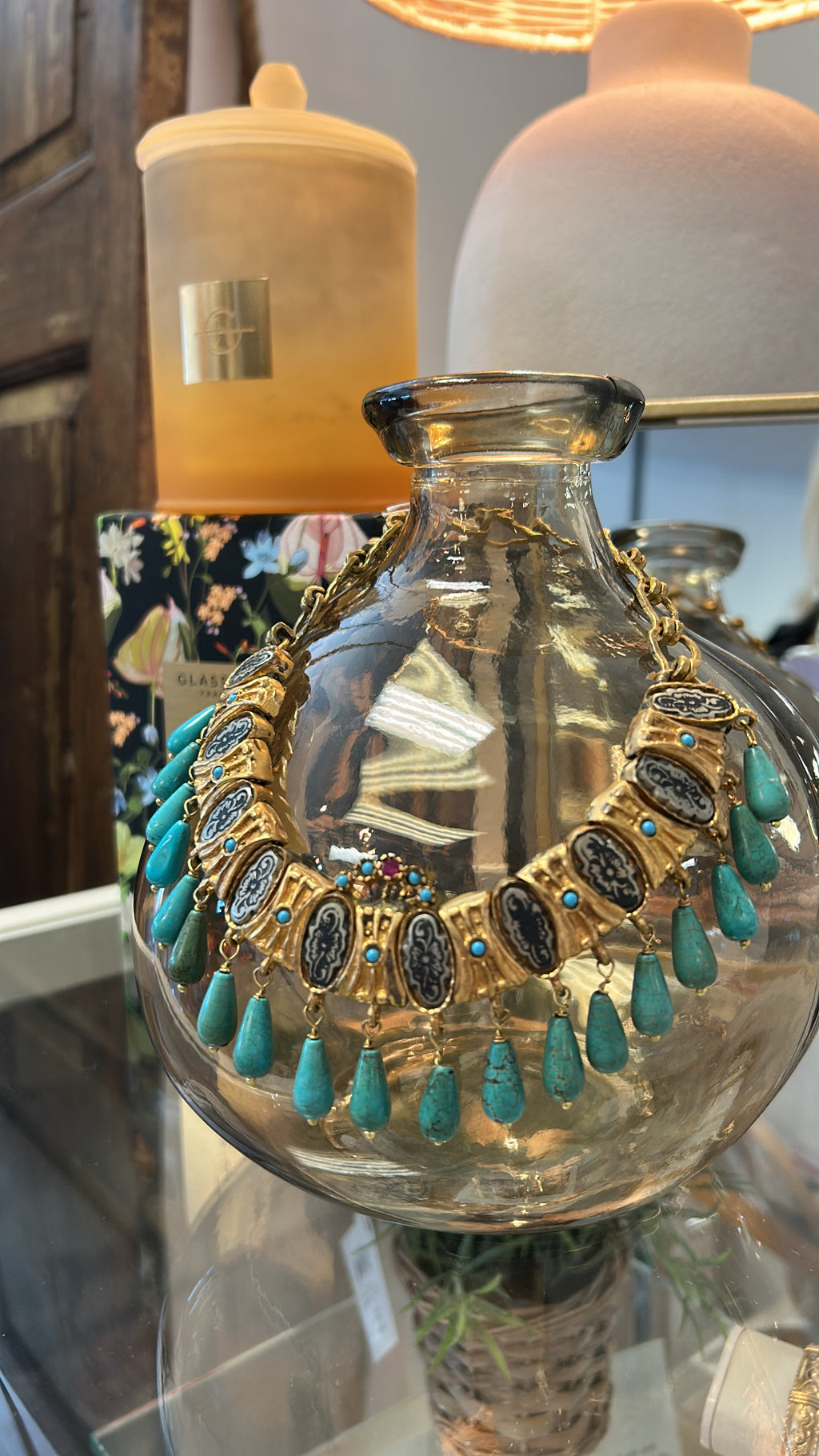 Statement Turquoise & Gold Necklace N1 ( One of a Kind)