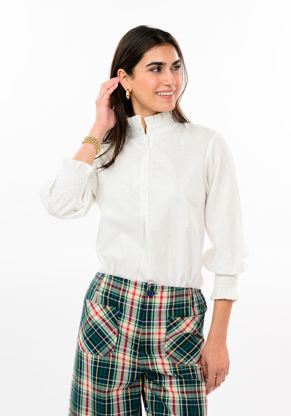 Metallic Stripe Long Sleeve Top