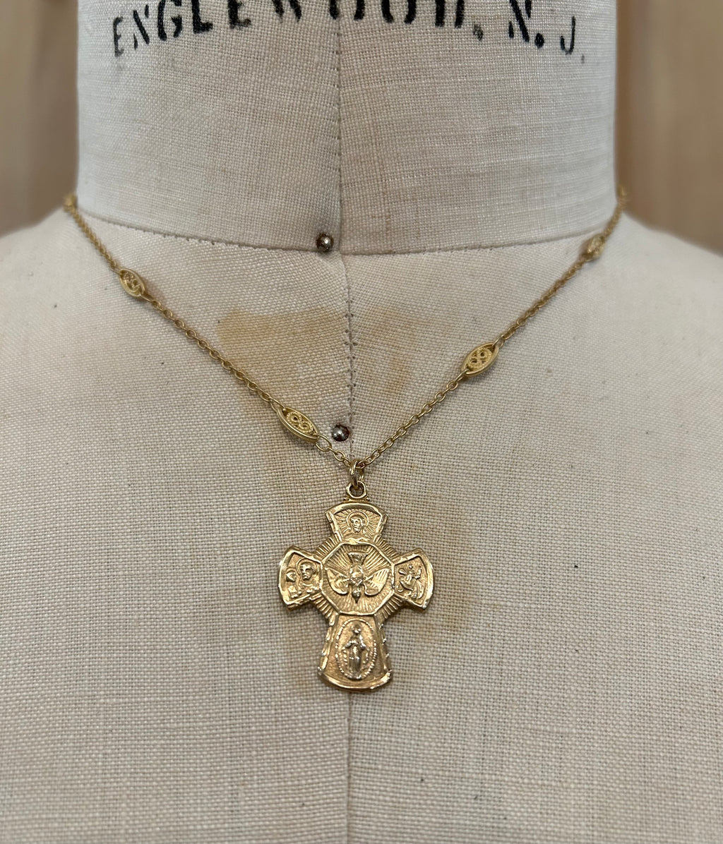 Bronze Five-Way Cross Necklace A1