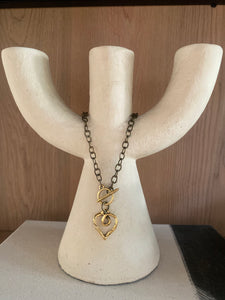 Rustic Necklace with small Heart C3