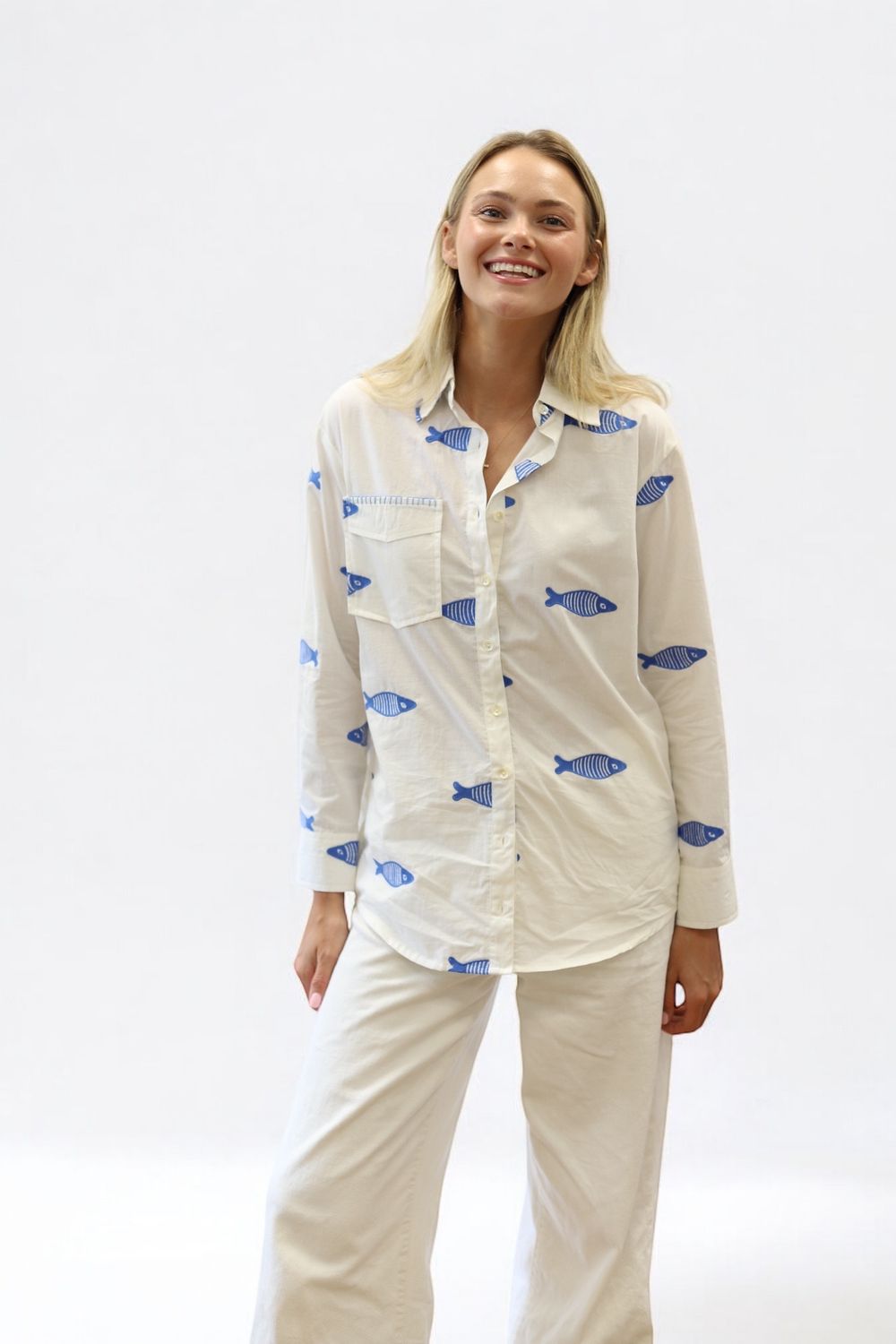 Beach Button Shirt- Poplin Pez