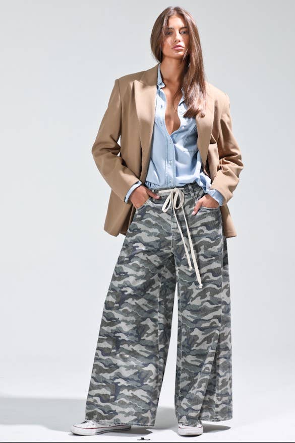 Wide Camo Pants Camo Green