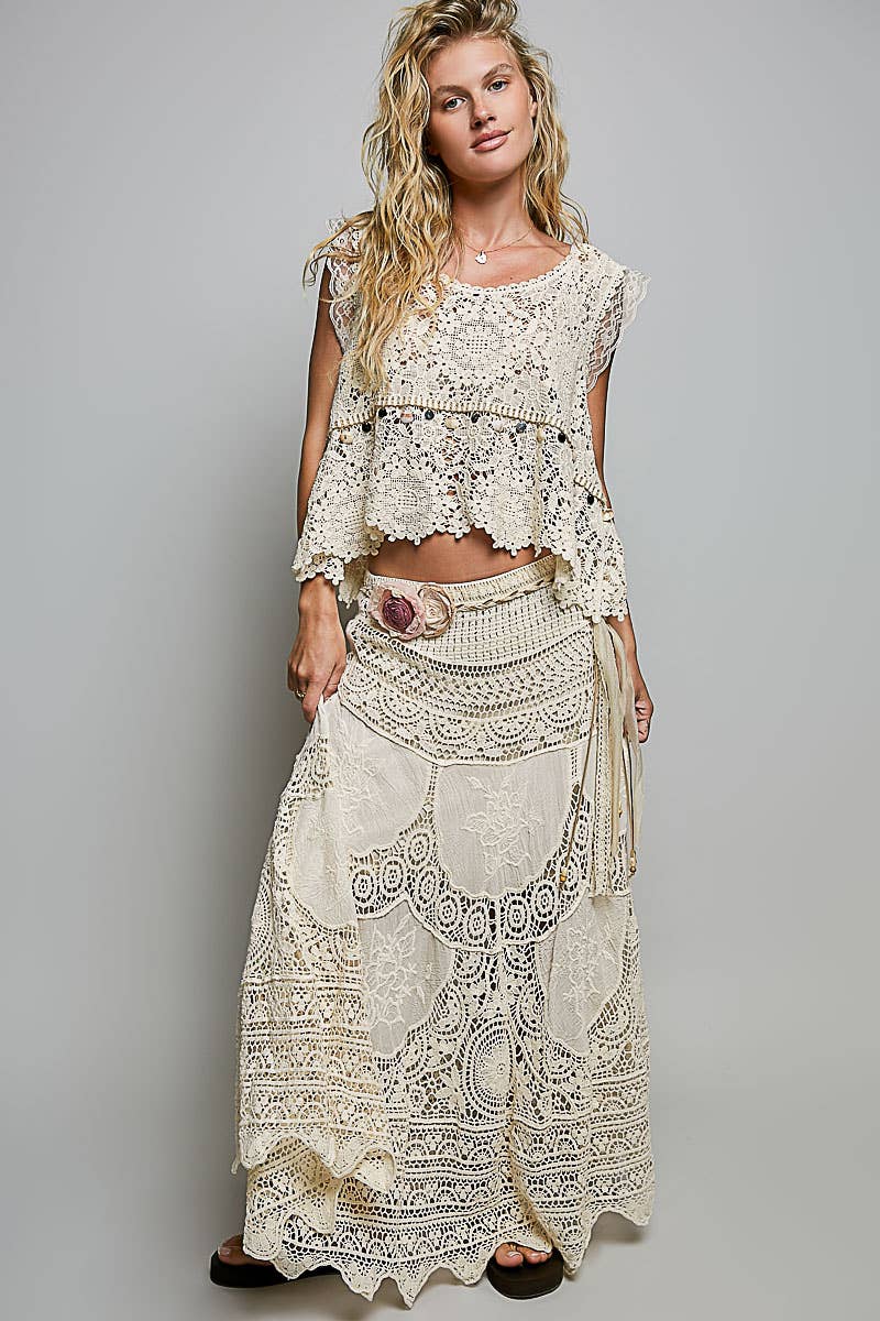 Crochet Pattern Embroidered Maxi Skirt