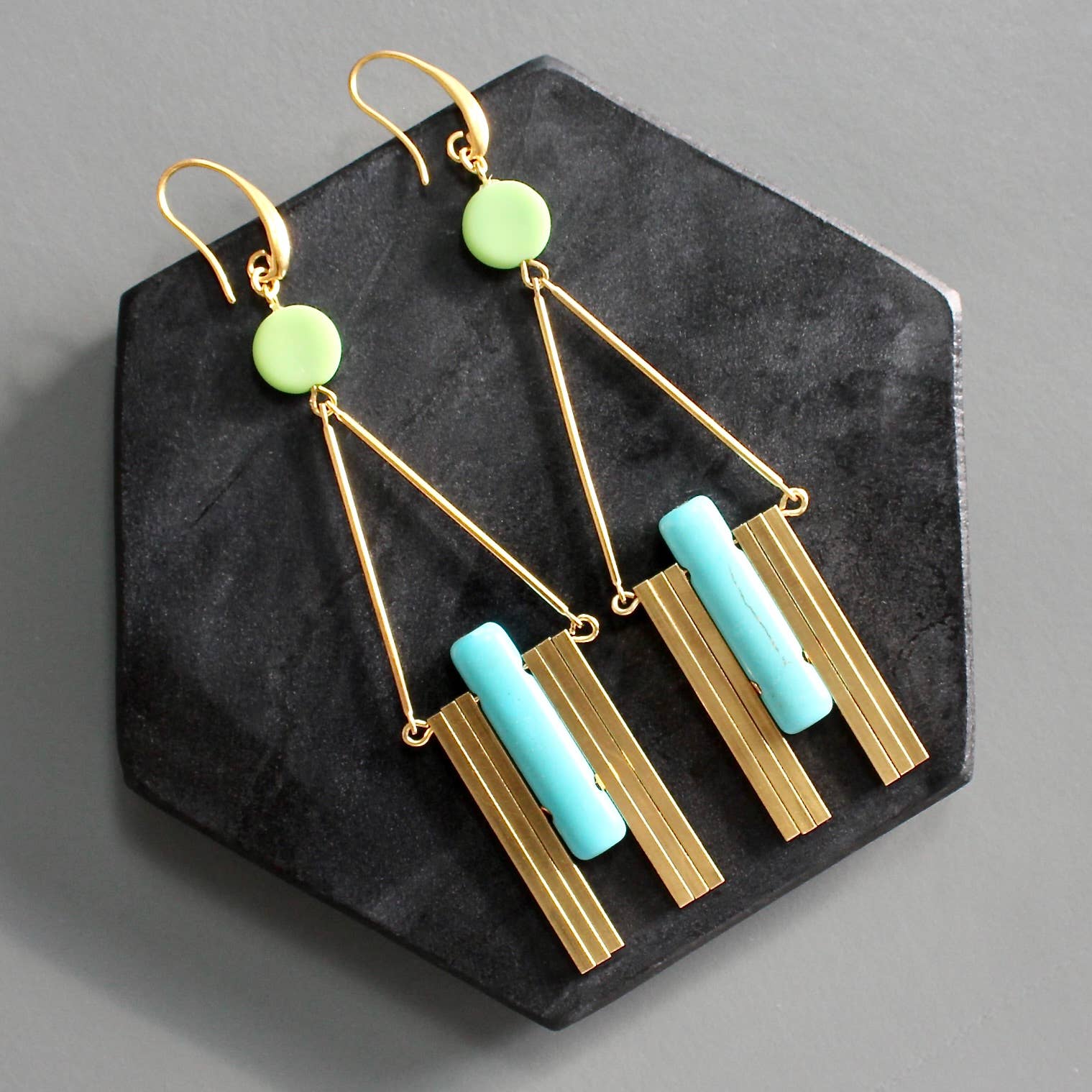 Mint and turquoise Artdeco earrings 48