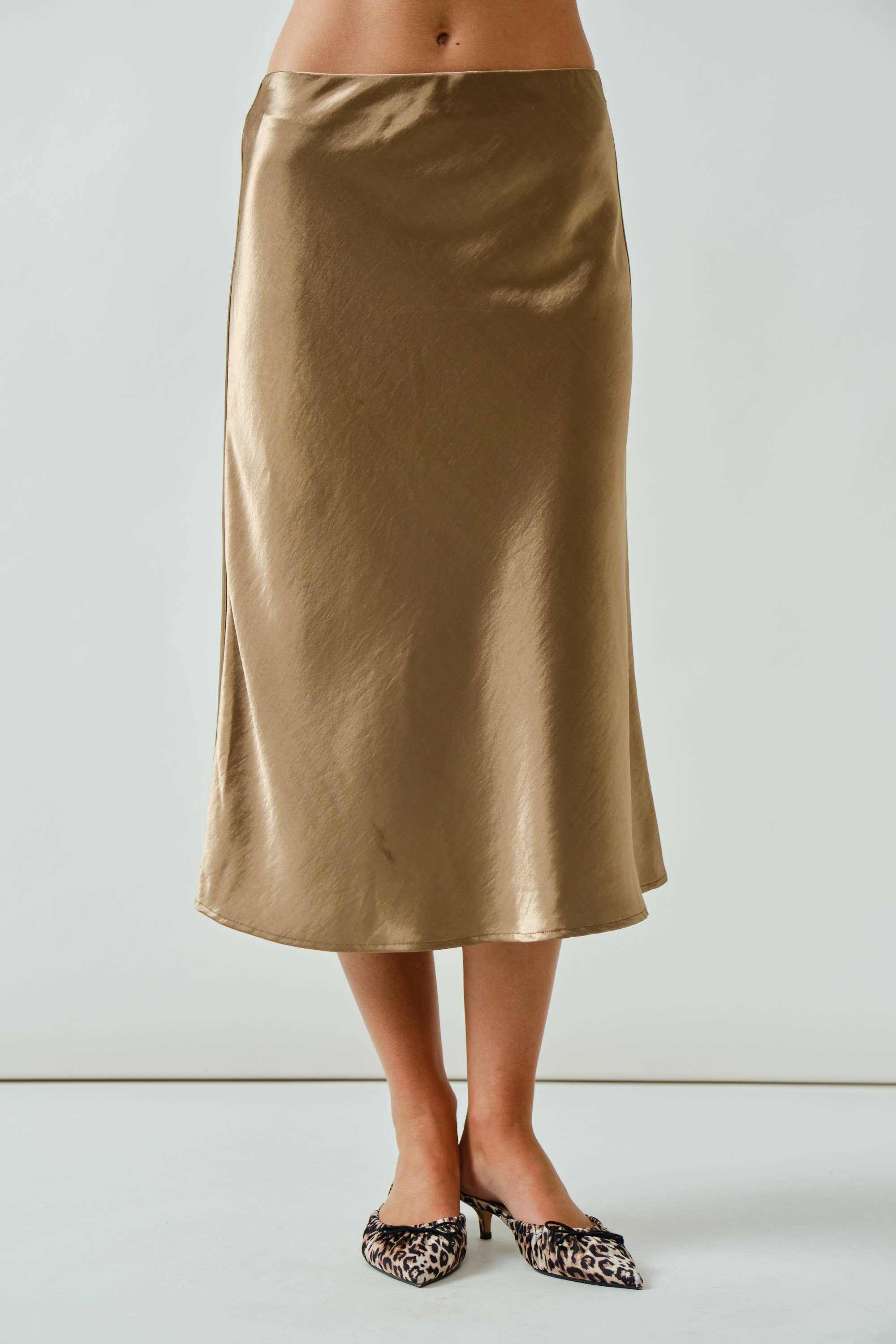 A Line Satin MIDI Skirt
