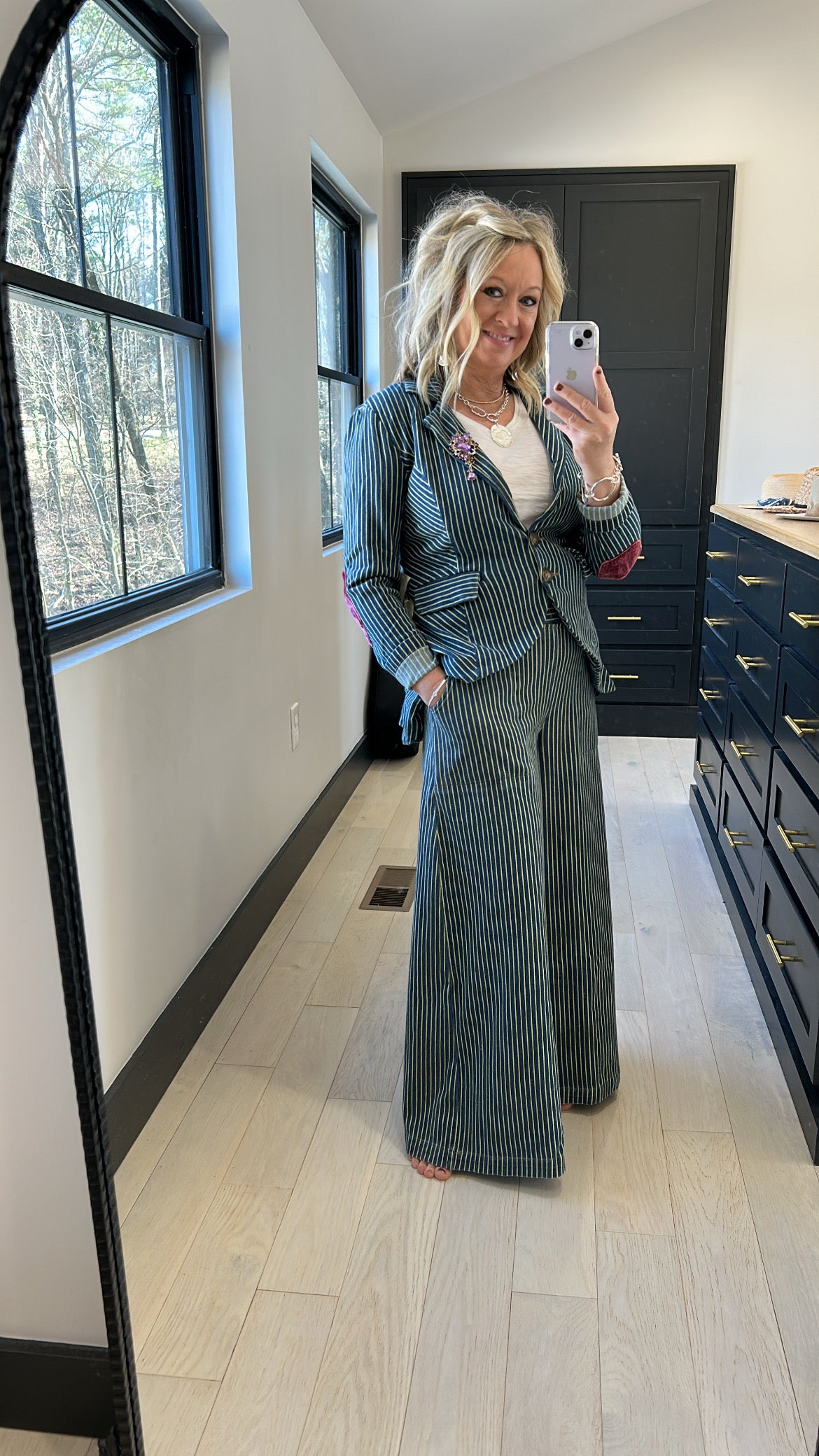 Alaia Stripe Denim Blazer