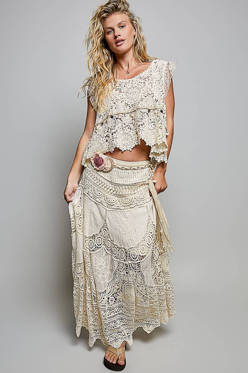 Crochet Pattern Embroidered Maxi Skirt