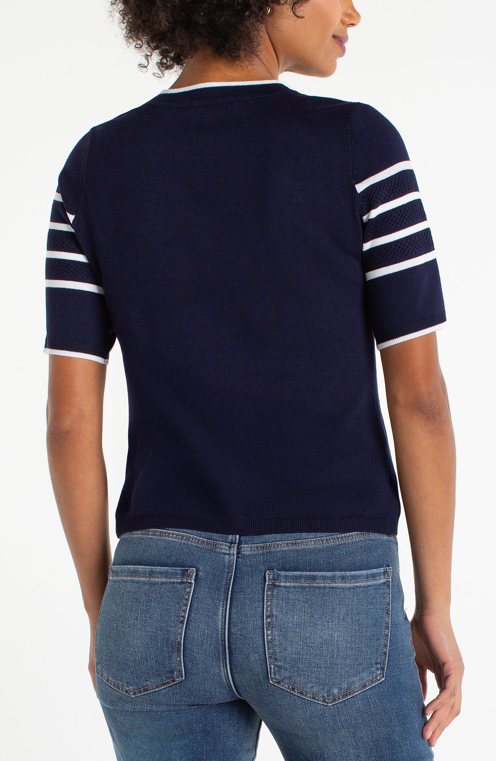Stripe Short Sleeve Sweater