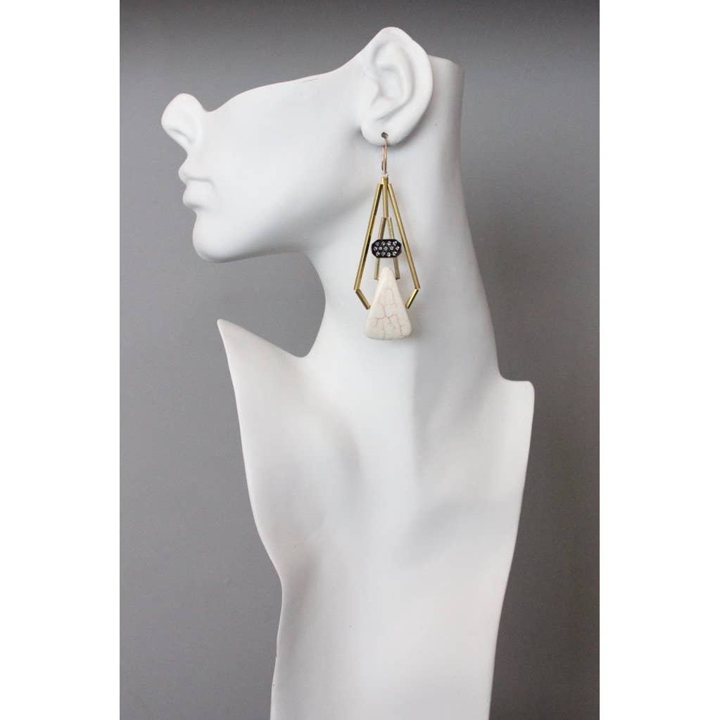 ArtDeco rhinestone and white stone earrings 43