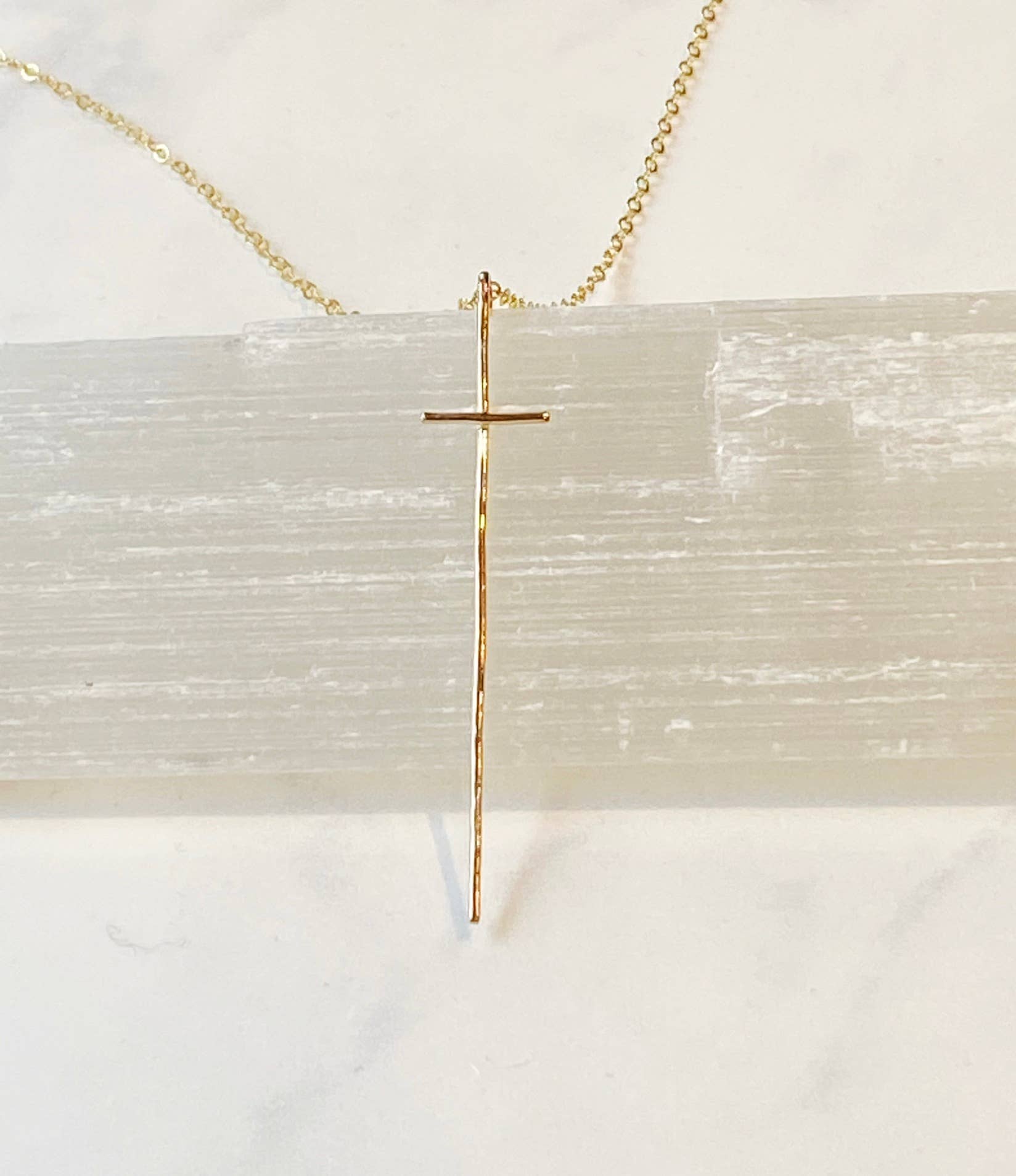 Modern cross necklace-14kt gold filled Q8