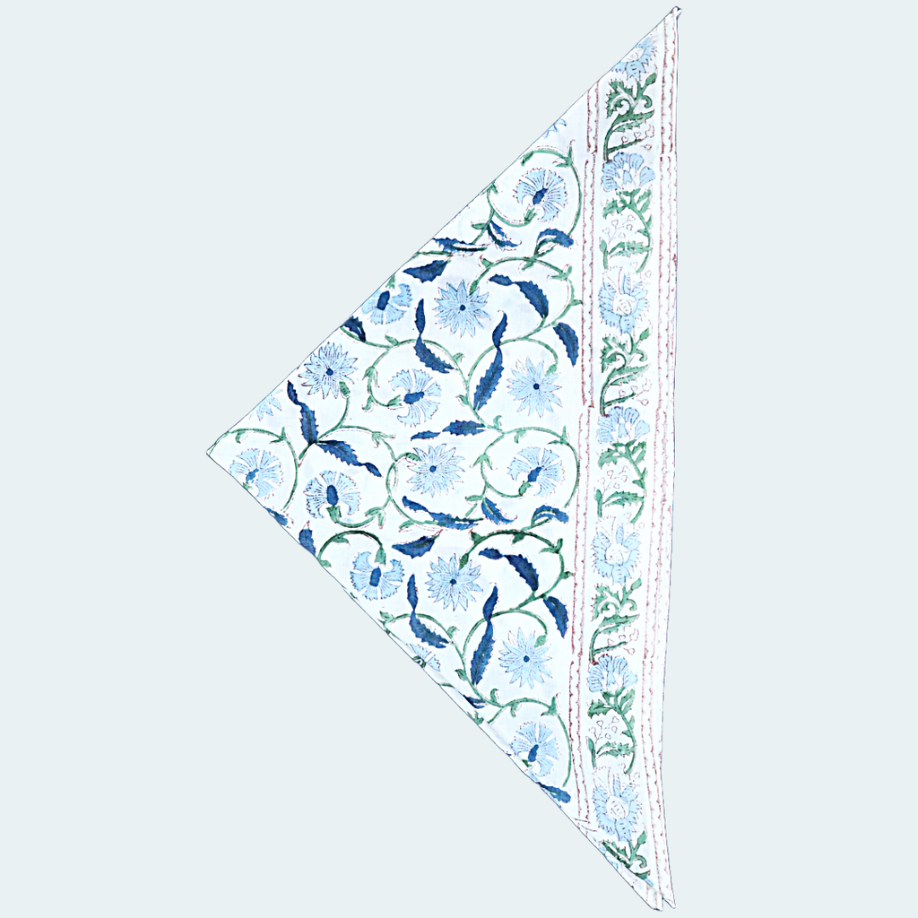 Blue Bell - Hand Block Print Cotton Bandana