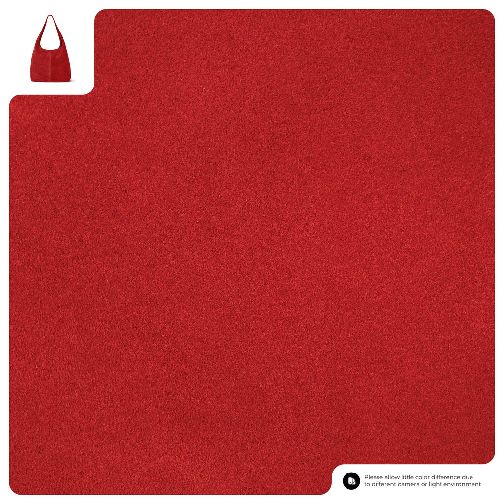 Suede Leather Hobo Bag Red Suede