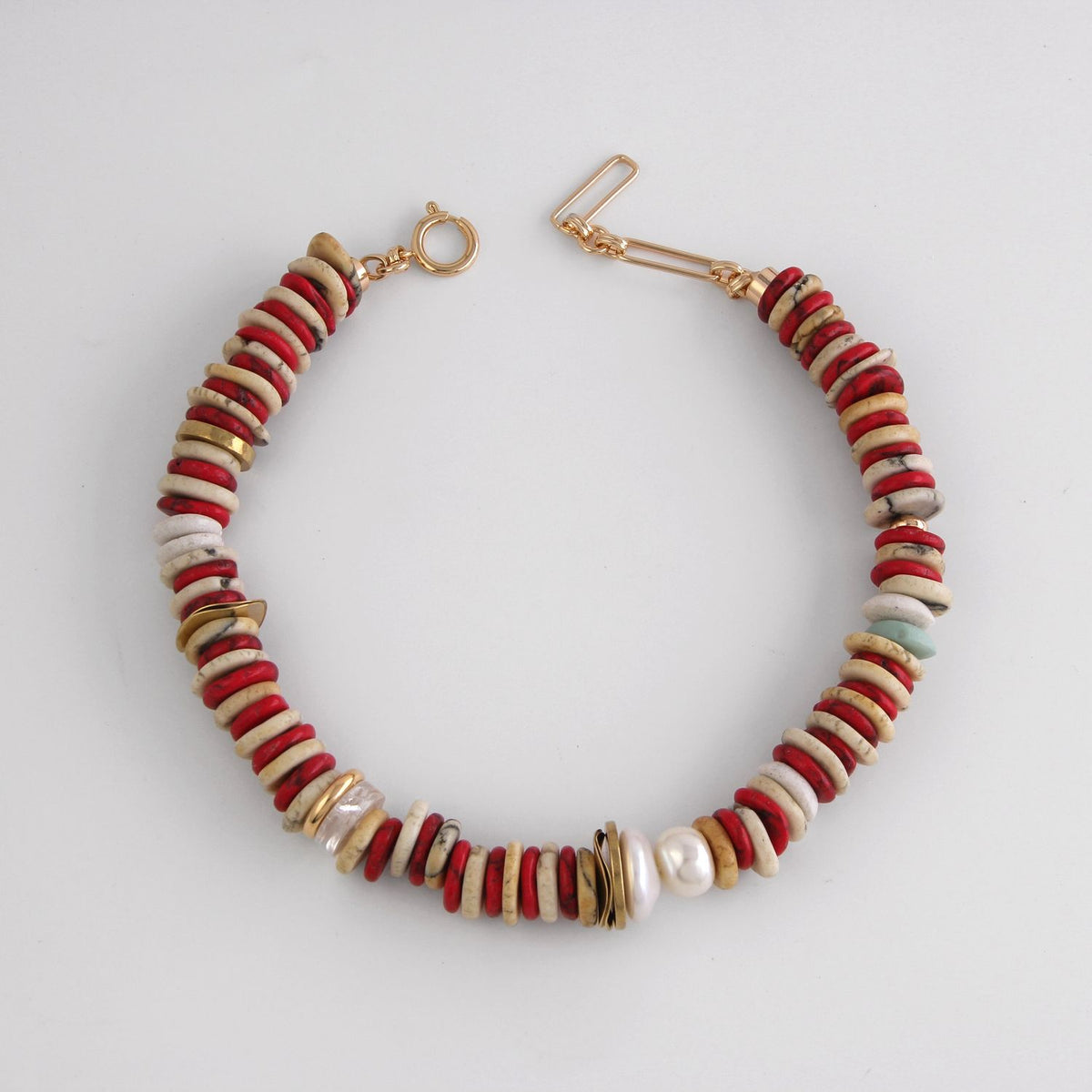 Gayle Statement Necklace- Red/Natural