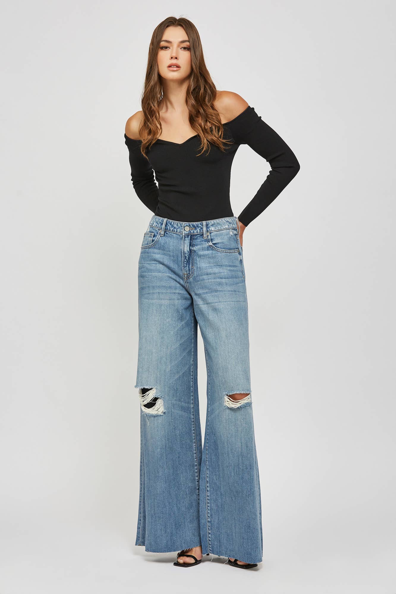 Medium Wash 33" Inseam Super Soft Oversized Wideleg