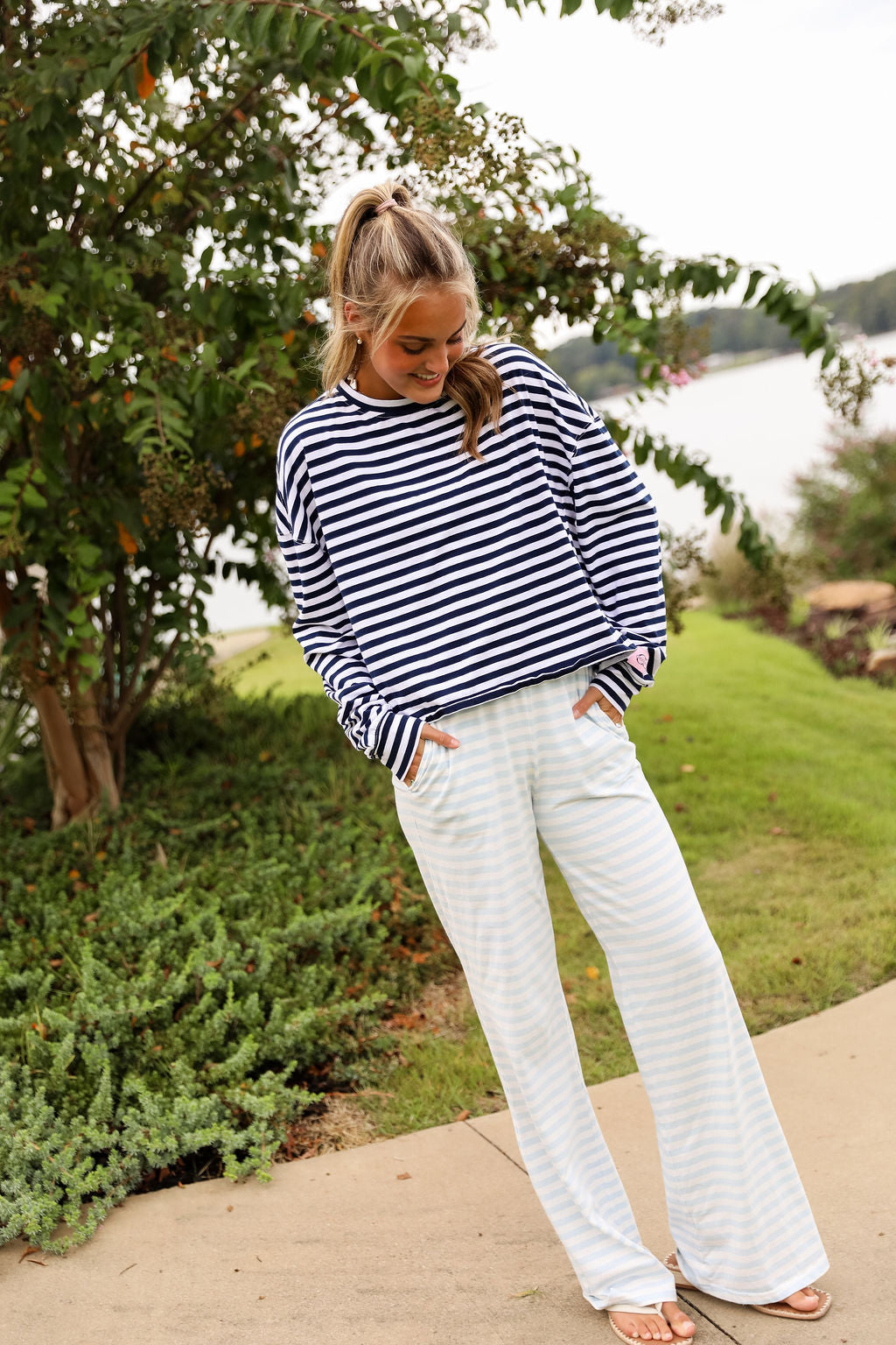 Long Sleeve Navy Stripe Tee